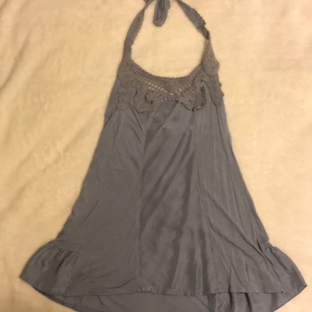 Tye back top silver silky